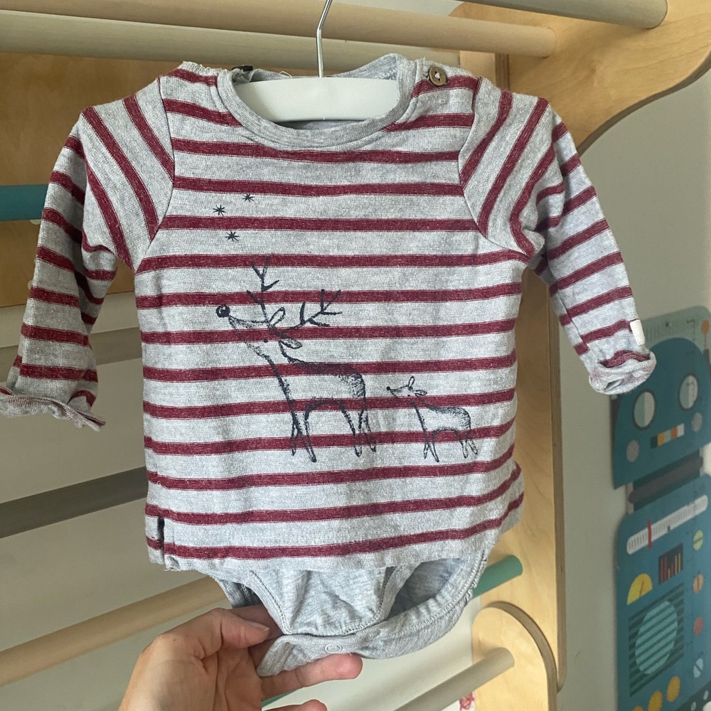 Newbie (Zara style) Red and Gray Striped Kids Bodysuit